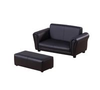 Homcom Canapé et pouf design contemporain pour enfants à partir de 3 ans noir aosom france