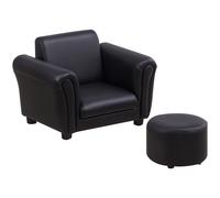 Homcom Canapé et Pouf Enfants Convient aux enfants à partir de 3 ans et jusqu'à 7 ans dim. 83L x 42l x 41H cm noir
