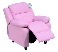 HOMCOM Canapé Fauteuil Enfant Tout-Petit inclinable Cuir PU Rose