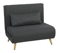 HOMCOM Canapé-lit 1 place avec dossier réglable, coussin inclus et pieds pliables charge 120 kg gris