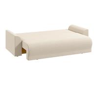 HOMCOM Canapé-lit 190x150 cm canapé 3 places avec fonction lit, coussins, rangement, effet velours côtelé pour salon, Beige