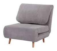 HOMCOM Canapé-lit 2 en 1 Fauteuil-lit Réglable Matelas Pliant Lit d'appoint, Chaise Longue Aspect Velours côtelé, pour Chambre à Coucher, Salon Gris Clair 82 x 89 x 83 cm