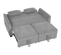 HOMCOM Canapé-lit 2 places, canapé convertible 4-en-1 en L avec dossier réglable et poches latérales, Gris
