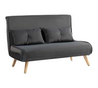 HOMCOM Canapé-lit 3 en 1 2 places fonction couchage 190x120cm gris foncé | Canapé-lit pliant, dossier réglable 5 niveaux, coussin lombaire, aspect velours, pour salon