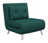 HOMCOM Canapé-lit 3 en 1 pliable avec fonction lit - Dossier réglable - Aspect velours - Pour salon, chambre à coucher - 77 x 88 x 83 cm - Vert foncé