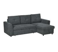 HOMCOM Canapé-lit 3 places avec fonction lit, Canapé-lit avec Chaise Longue, Canapé Rembourré, Gris foncé