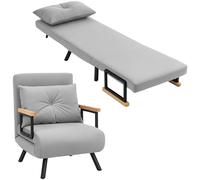 HOMCOM Canapé-lit 4 en 1 de 1 place, canapé-lit pliant recouvert de velours avec dossier réglable sur 5 niveaux et coussin rembourré, pour bureau, chambre, salon, 63x73x81 cm, Gris clair