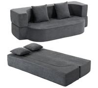 HOMCOM Canapé-lit au sol 2 places pliable 190 cm Gris foncé