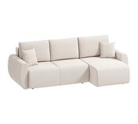 HOMCOM Canapé-lit avec chaise longue réversible, canapé 3 places en L en imitation daim, blanc crème
