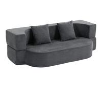 HOMCOM Canapé-lit, canapé bas sans armature avec mousse épaisse haute densité, assise large et profonde, gris foncé
