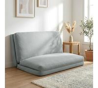 HOMCOM Canapé lit Convertible 2 Places, canapé de Sol 137 cm Gris Clair | Matelas Pliable en 4 Parties, Tissu Aspect Lin, Charge 240 Kg, Salon Chambre Bureau