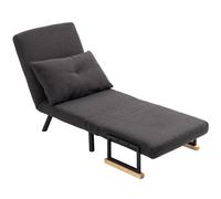 HOMCOM Canapé-Lit Individuel Pliable Fauteuil Lit Convertible 4 en 1 Dossier Réglable sur 5 Niveaux et Coussin 63x73x81 cm Gris