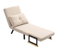 HOMCOM Canapé-lit Individuel Pliant Canapé-lit Convertible 4 en 1 Dossier Réglable sur 5 Niveaux et Coussin 63x73x81 cm Beige