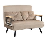 HOMCOM Canapé-lit, lit pliant avec fonction lit, fauteuil de relaxation avec coussins de dossier, canapé rembourré avec dossier réglable, aspect velours, 102 x 73 x 81 cm, marron clair