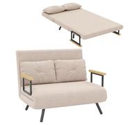HOMCOM Canapé-lit pliable en velours 4 en 1 avec dossier réglable à 5 niveaux et oreillers rembourrés pour bureau, chambre, salon, 102 x 73 x 81 cm, beige