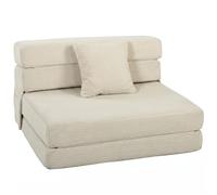HOMCOM Canapé-Lit Pliant 2 en 1 Chauffeuse 1 Place Convertible 100cm Crème | Velours Côtelé, Matelas Pliable, Coussin Épais, Dossier Oreiller, Poches Latérales, Aucun Assemblage Requis
