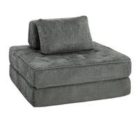 HOMCOM Canapé-Lit Pliant 2 en 1 Chauffeuse 1 Place Convertible en Chenille Matelas Pliable Coussin Épais Dossier et Oreiller Entièrement Compressé Aucun Assemblage Requis pour Salon Chambre Gris