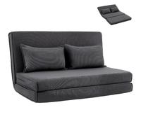 Chauffeuse 2 places convertible - HOMCOM - dossier réglable, assise large et 2 oreillers - velours côtelé - 135x88x74cm - gris foncé