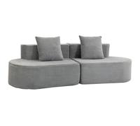 HOMCOM Canapé modulaire 3 places, assise large et profonde, avec ressorts ensachés, en velours côtelé, gris clair