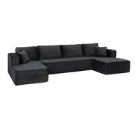 HOMCOM Canapé modulaire en U avec 2 chaises longues, canapé-lit en velours côtelé avec mousse haute densité et rembourrage à ressorts, Gris foncé