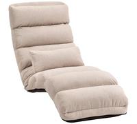 HOMCOM Canapé Paresseux chauffeuse 1 Place Fauteuil Convertible avec Dossier et Appui-tête Ajustables sur 5 Positions Fauteuil lit Beige
