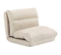 HOMCOM Canapé Paresseux Chauffeuse 1 Place, Fauteuil Paresseux Convertible en Lit, Fauteuil Salon avec Dossier Inclinable sur 5 Positions, Charge 120 kg, pour Salon Chambre Bureau, 70x72x56cm, Beige
