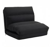 HOMCOM Canapé Paresseux Chauffeuse 1 Place Fauteuil Salon 70x72x56cm Noir | Fauteuil Paresseux Convertible en Lit, Dossier Inclinable sur 5 Positions, Charge 120 kg, pour Salon Chambre Bureau