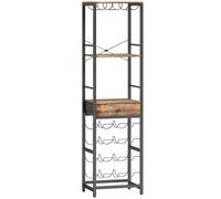 HOMCOM Casier à bouteilles pour 12 bouteilles, casier à vin avec étagère ouverte et tiroir, 40x30x148cm, brun rustique