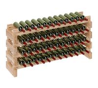 HOMCOM Casier à Bouteilles pour 48 Bouteilles 114x28x56,5cm Bois Naturel | Étagère à Vin, 4 Niveaux Modulable, Superposable, Casier à Vin en Bois de Sapin Massif, Cave, Bars, Sous-sols, Grand Volume