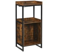HOMCOM Casier à vin Design Industriel étagère à Bouteilles 9 Bouteilles Support Verres à vin intégré métal Noir Aspect Vieux Bois veinage