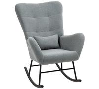 HOMCOM Chaise à Bascule, Revêtement Doux, Coussin Lombaire, Antidérapant, Jusqu'à 120 kg, Gris