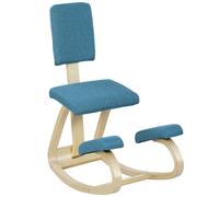 HOMCOM Chaise à genoux ergonomique avec dossier, siège assis genoux à bascule, correcteur de posture 51x84x93cm bleu foncé