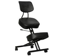 HOMCOM Chaise à Genoux Ergonomique avec Dossier, Siège Assis Genoux Réglable en PU sur Roulettes, Noir