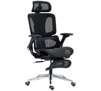 HOMCOM Chaise Bureau Ergonomique avec Accoudoirs 4D Appui-Tête et Profondeur d'Assise Réglables Maille Noir