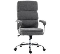 HOMCOM Chaise bureau ergonomique en chenille, fauteuil de bureau avec accoudoirs rembourrés, hauteur réglable, gris