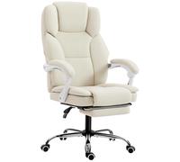HOMCOM Chaise bureau ergonomique, fauteuil de bureau avec dossier inclinable, hauteur réglable, 64x73x112-120cm, beige