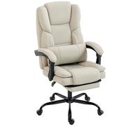 HOMCOM Chaise Bureau Ergonomique, Fauteuil de Bureau avec Dossier Inclinable, Hauteur Réglable, 65x67x111-119cm, Beige