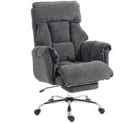 HOMCOM Chaise Bureau Ergonomique, Fauteuil de Bureau Inclinable, Hauteur Réglable, Appui-tête, Dossier Haut, Gris Foncé