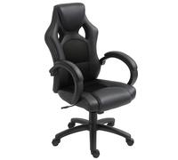HOMCOM Chaise Bureau Luxe Pivotant Fauteuil Ordinateur Manager Noir