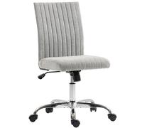 HOMCOM Chaise Bureau Sans Accoudoirs avec Hauteur Réglable et Siège Pivotant, Revêtement en Tissu, Gris