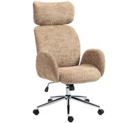 HOMCOM Chaise de Bureau à Domicile avec accoudoirs, Marron | Look bou ppui-tête réglable, chaise de bureau pivotante basculante réglable en hauteur, pour chambre et étude