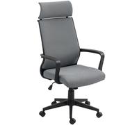 HOMCOM Chaise de bureau avec dossier souple, roulettes, accoudoirs, chaise de bureau réglable en hauteur, laine, Gris