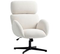 HOMCOM Chaise de Bureau avec Revêtement en Tissu Effet Velours, Chaise Rembourrée avec Base en Acier, Chaise de Bureau Réglable en Hauteur, Crème