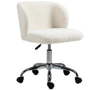 HomCom Chaise de bureau sans accoudoir toison d'agneau hauteur réglable pivotante 360° 120 kg blanc