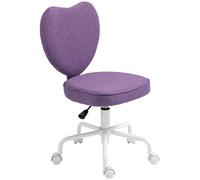 HOMCOM Chaise de Bureau en Forme de Cœur avec 5 Roulettes et Hauteur Réglable en Tissu, 40x50x79-89cm, Violet