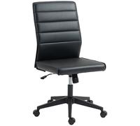 HOMCOM Chaise de Bureau Ergonomique et Réglable avec Dossier Incurvé, en Cuir PU et Acier, 58x53x97-107 cm, Noir