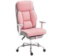 HOMCOM Chaise de Bureau Ergonomique Renforcée avec Accoudoirs Réglables, Repose-pieds et Appuie-tête, Rose
