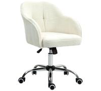 HOMCOM Chaise de Bureau Fauteuil de Bureau Teddy Hauteur Réglable Crème