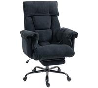 HOMCOM Chaise de Bureau Inclinable avec Repose-Pieds, Dossier Haut, Hauteur Réglable et Roulettes, Noir