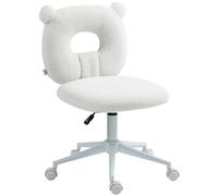 HOMCOM Chaise de Bureau pivotante réglable en Hauteur - pour Salon, Chambre à Coucher - Charge maximale : 120 kg - en Polaire - Blanc